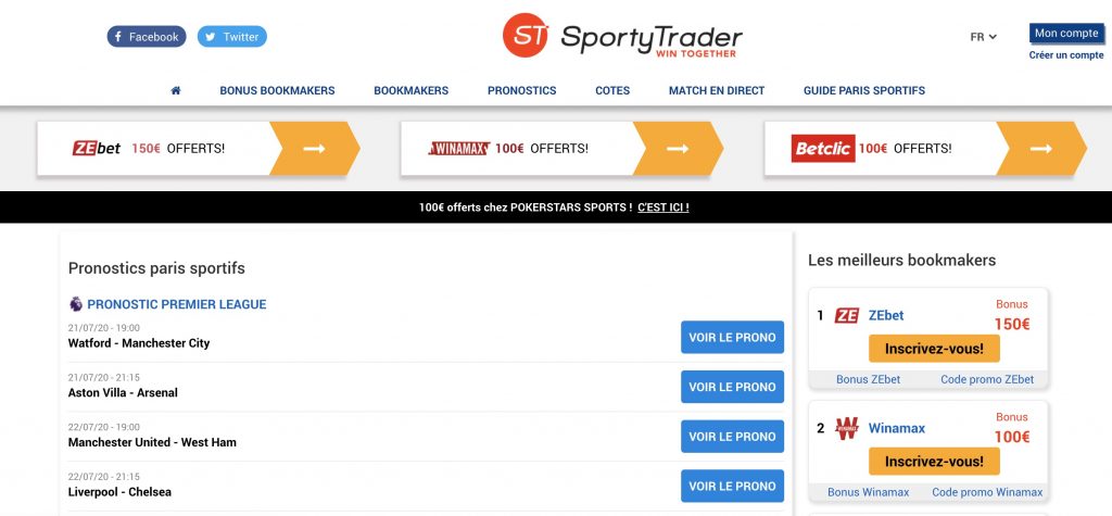 page accueil sportytrader
